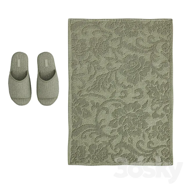 Bath mat and house slippers 3ds Max
