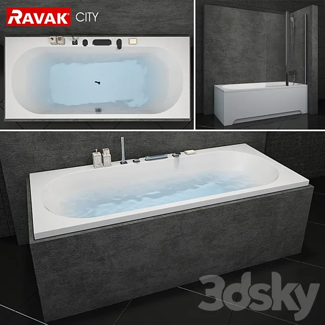 Bath Ravak City (+4 curtains included) 3DS Max Model