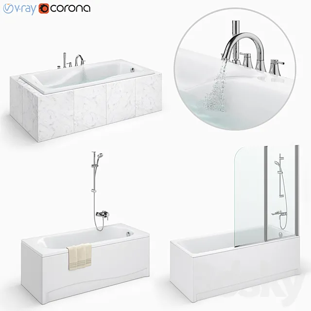 Bath set Cersanit set 25 (Crea Nike Zen) 3ds Max