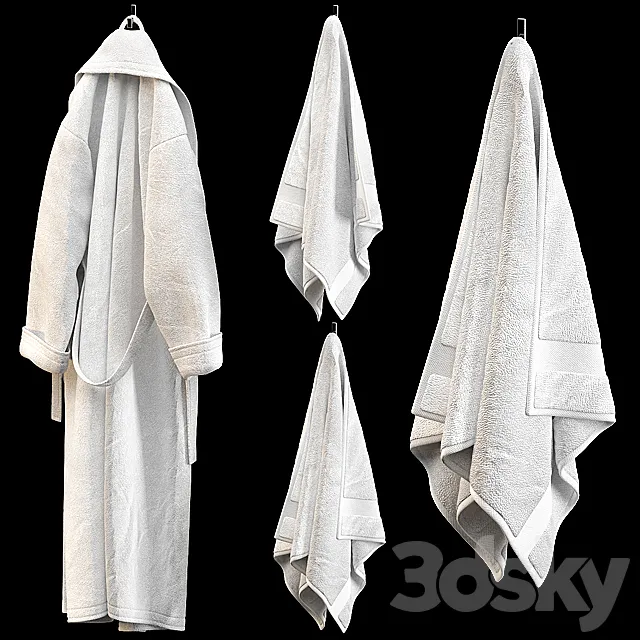 BATHROBE TOWELS WHITE 3DSMax File