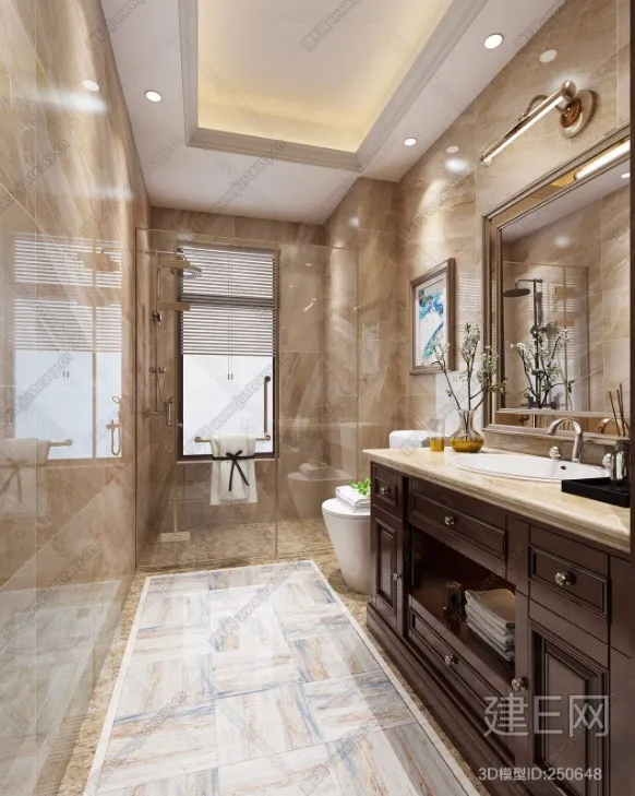 Bathroom 3D Interior Scene – American Style – 002