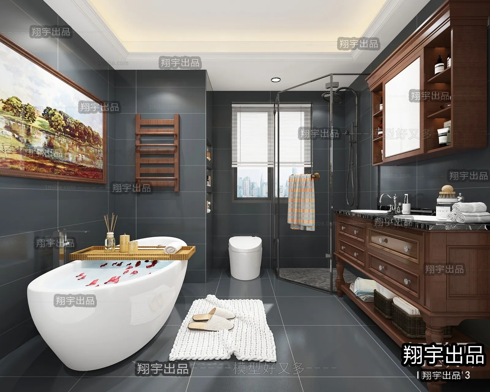 Bathroom 3D Interior Scene – American Style – 003