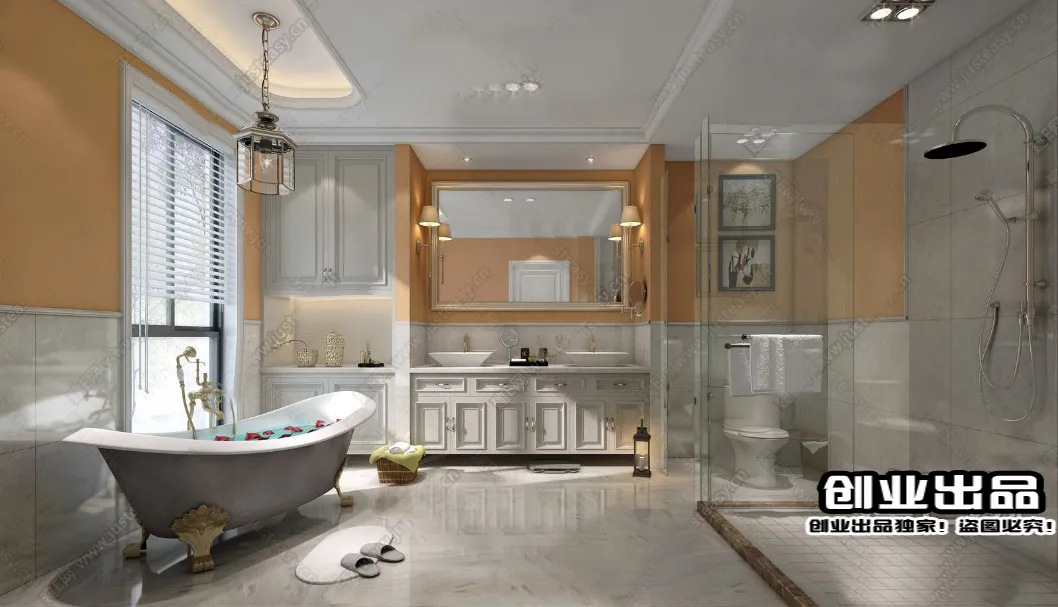 Bathroom 3D Interior Scene – American Style – 008