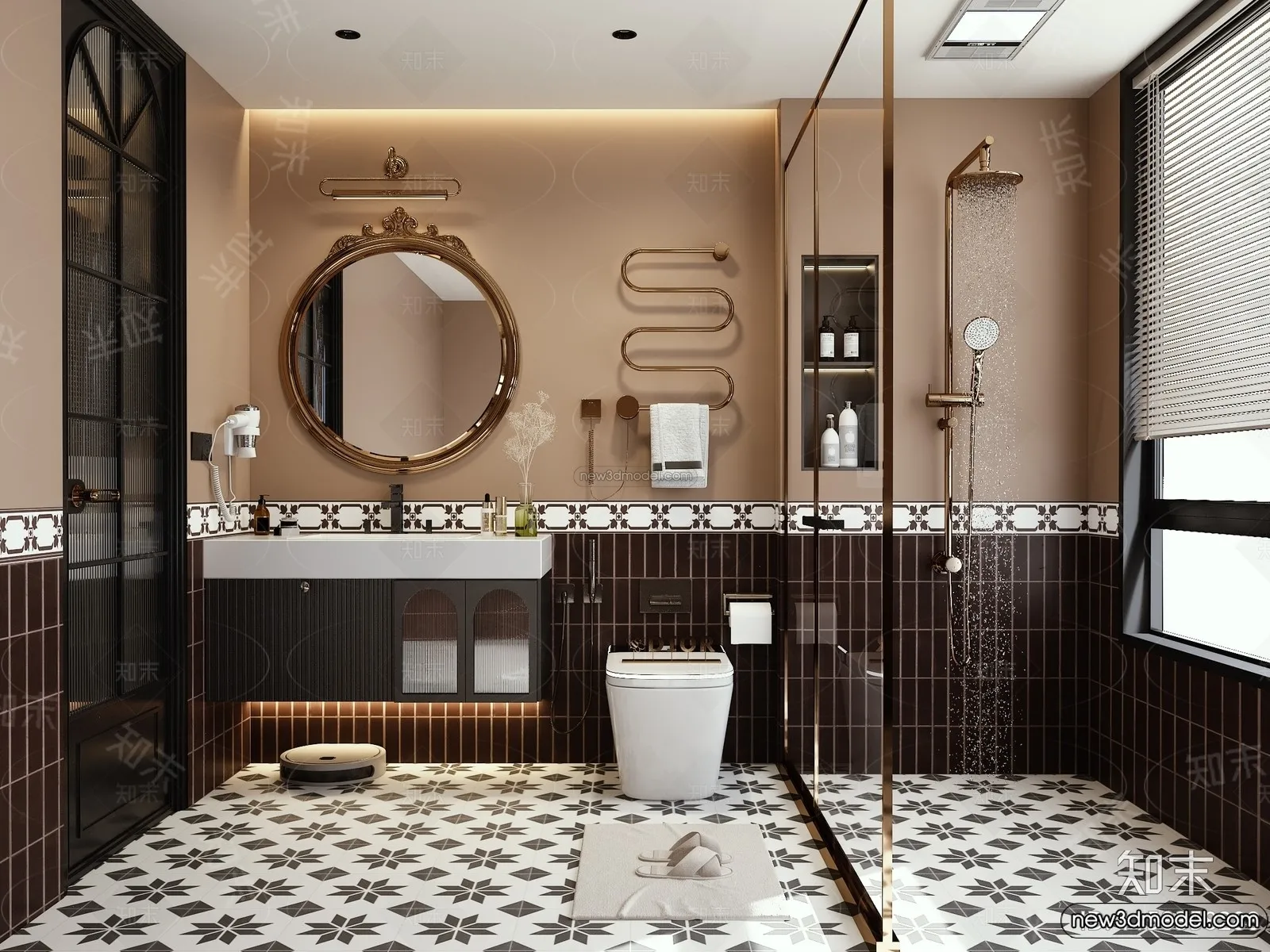 Bathroom – 3D Interior Scene – French Style – 003