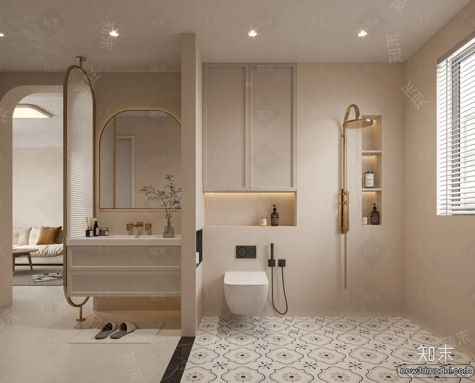 Bathroom – 3D Interior Scene – French Style – 006