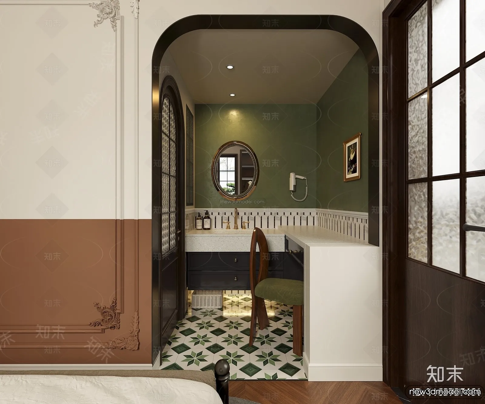 Bathroom – 3D Interior Scene – French Style – 007