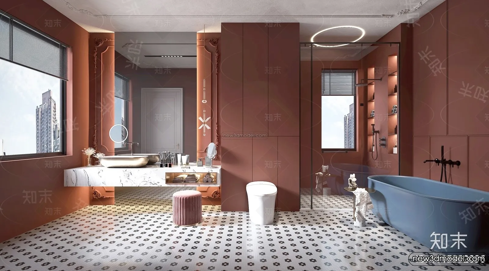 Bathroom – 3D Interior Scene – French Style – 009