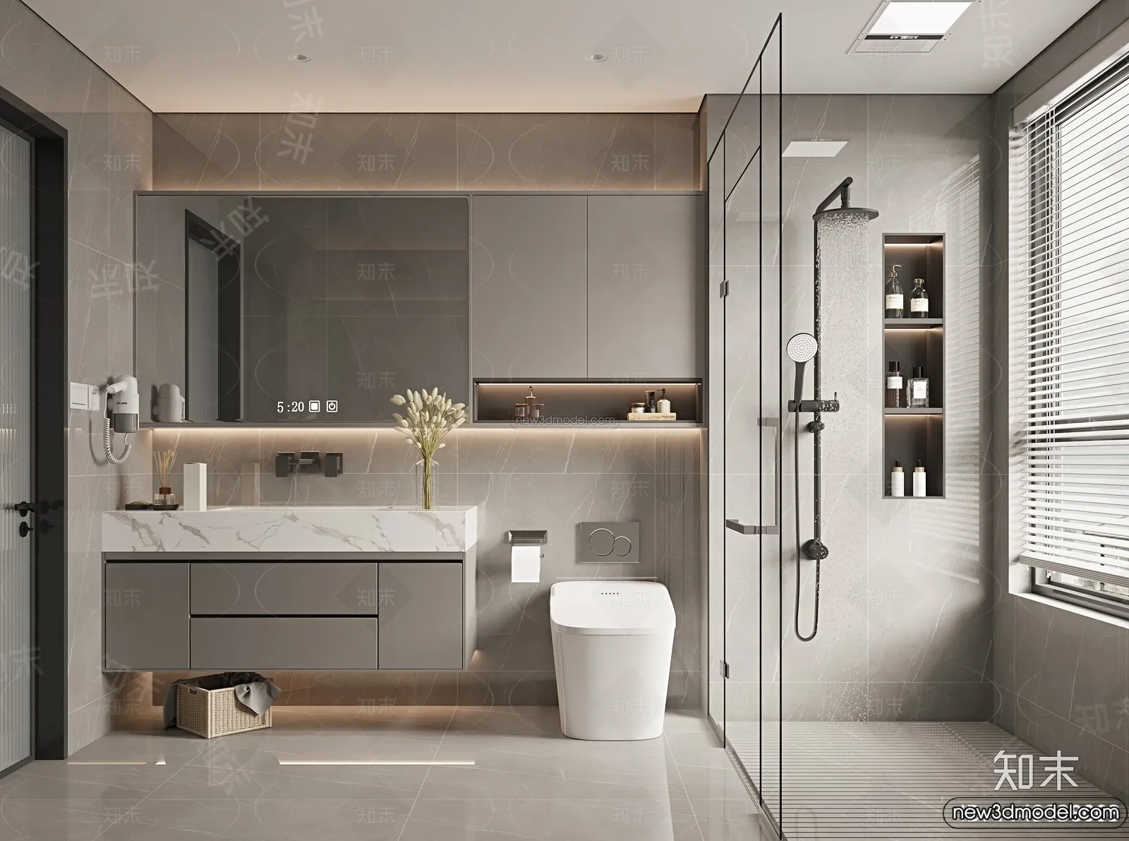 Bathroom – 3D Interior Scene – Italian Style – 003