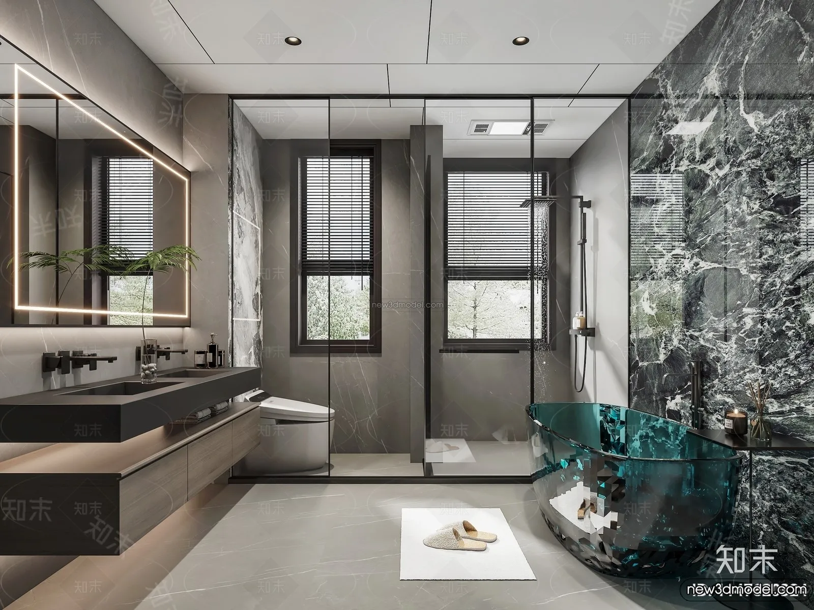 Bathroom – 3D Interior Scene – Italian Style – 004