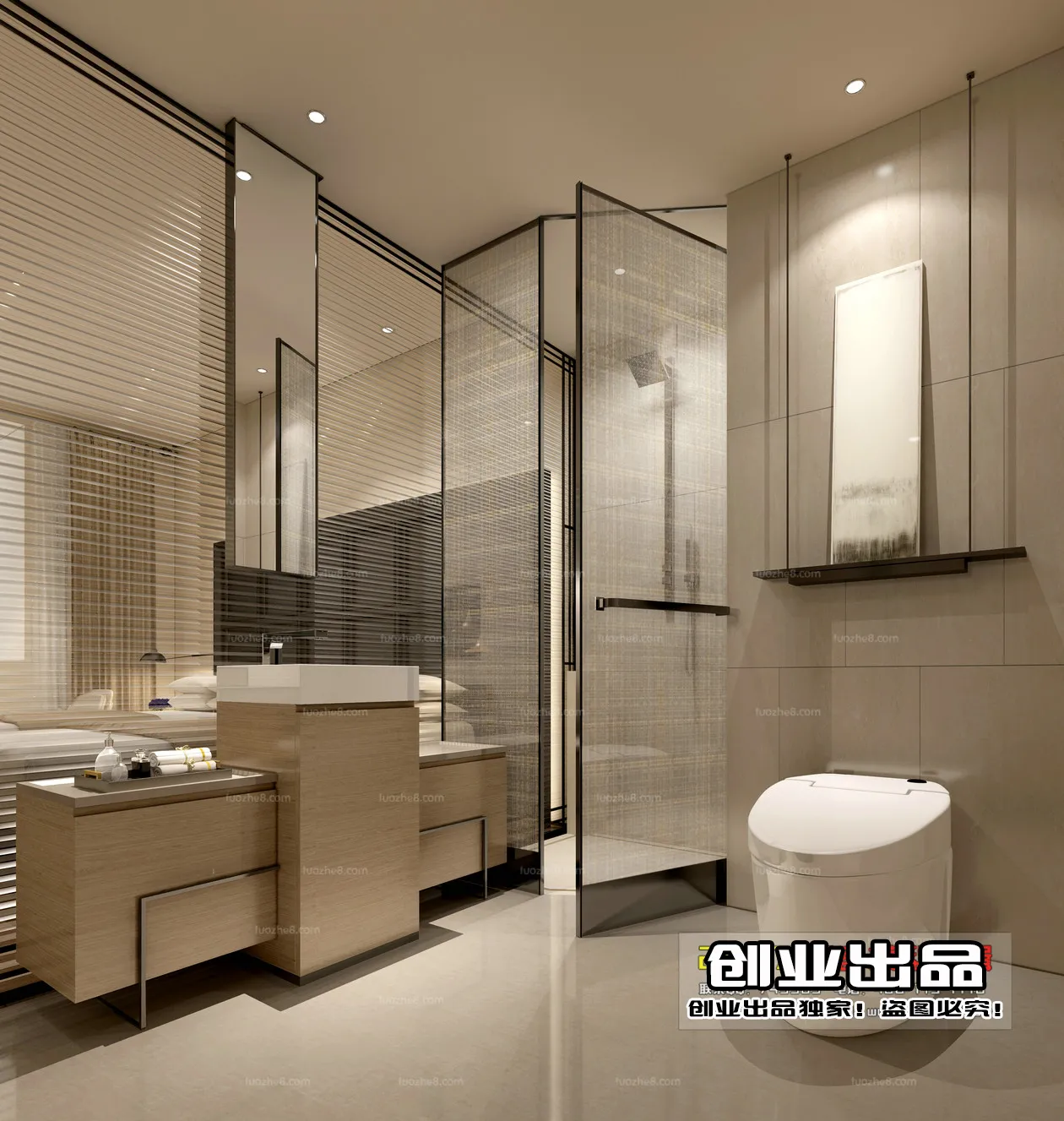 Bathroom 3D Interior Scene – Japanese Style – 003