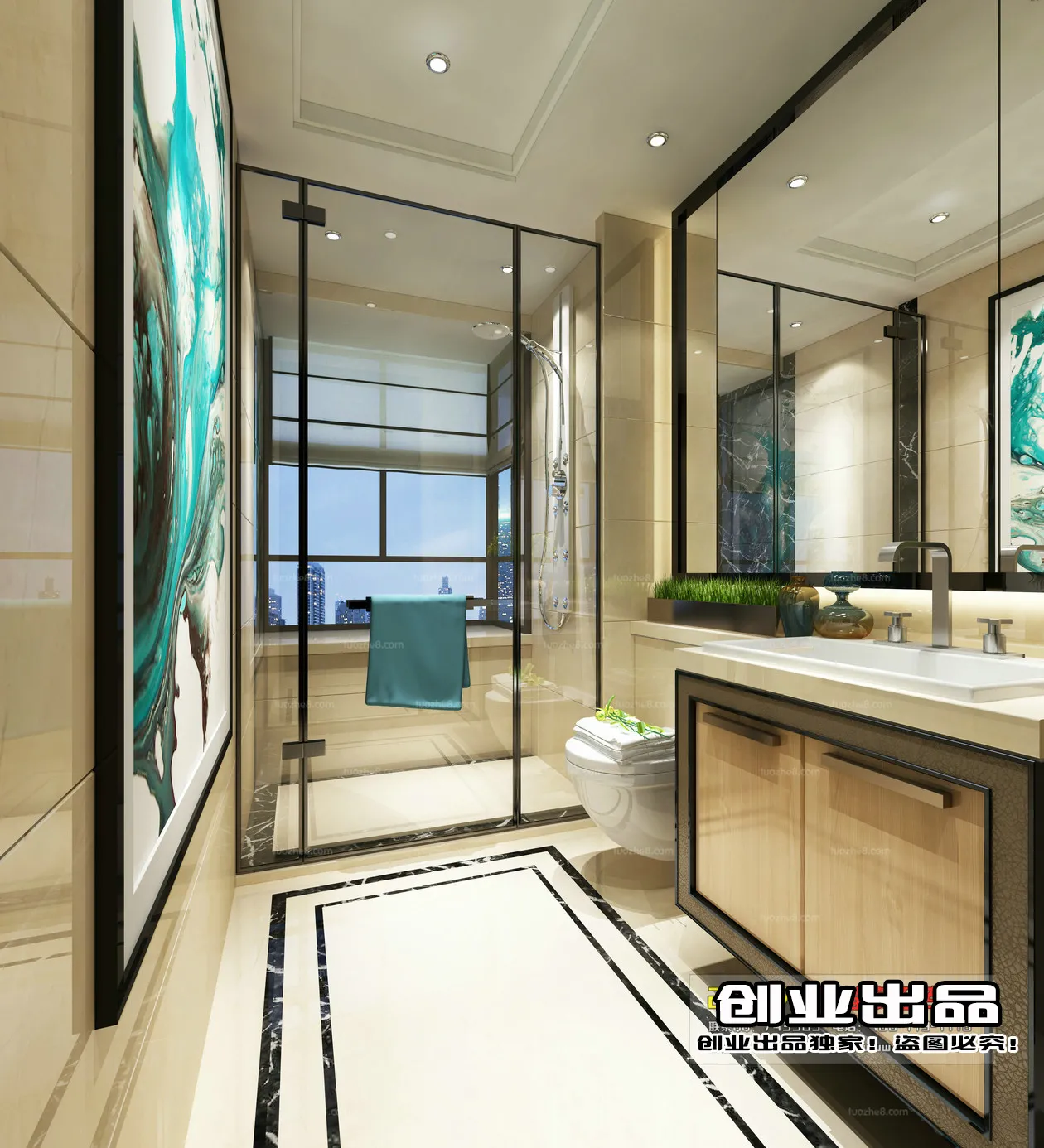 Bathroom 3D Interior Scene – Japanese Style – 004