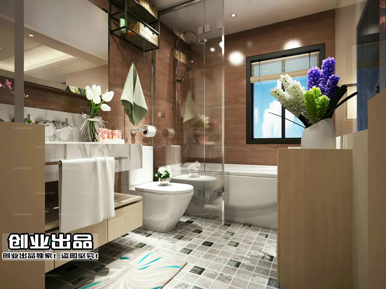 Bathroom 3D Interior Scene – Japanese Style – 005