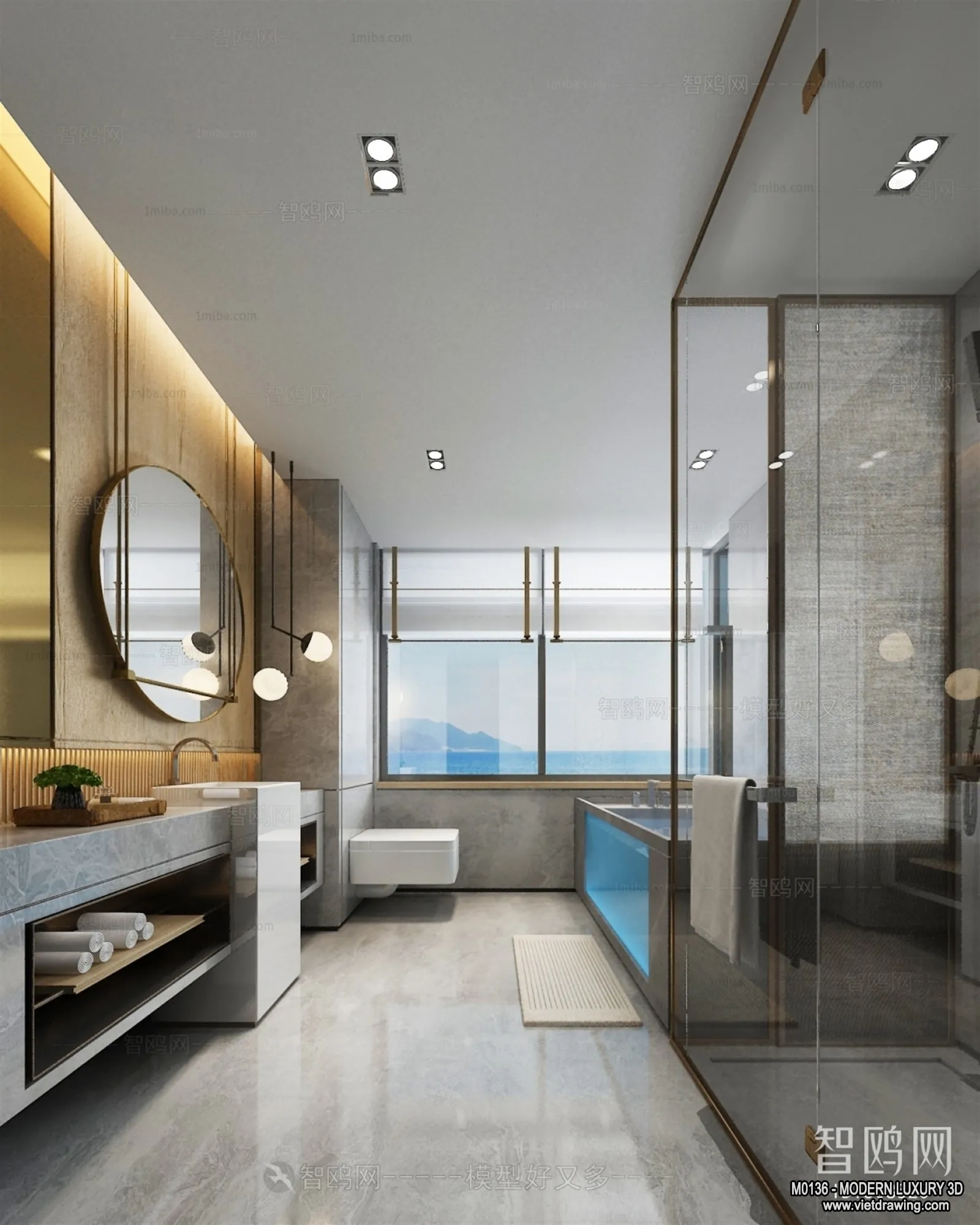 Bathroom – 3D Interior Scene – Luxury Style – 001