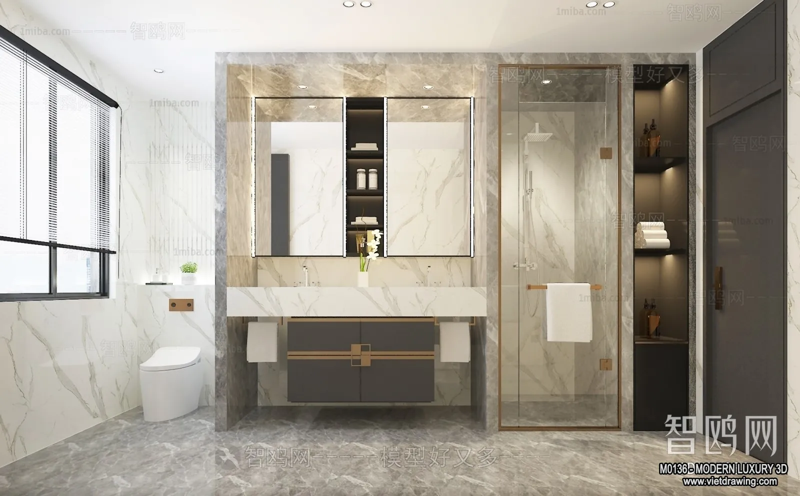 Bathroom – 3D Interior Scene – Luxury Style – 002