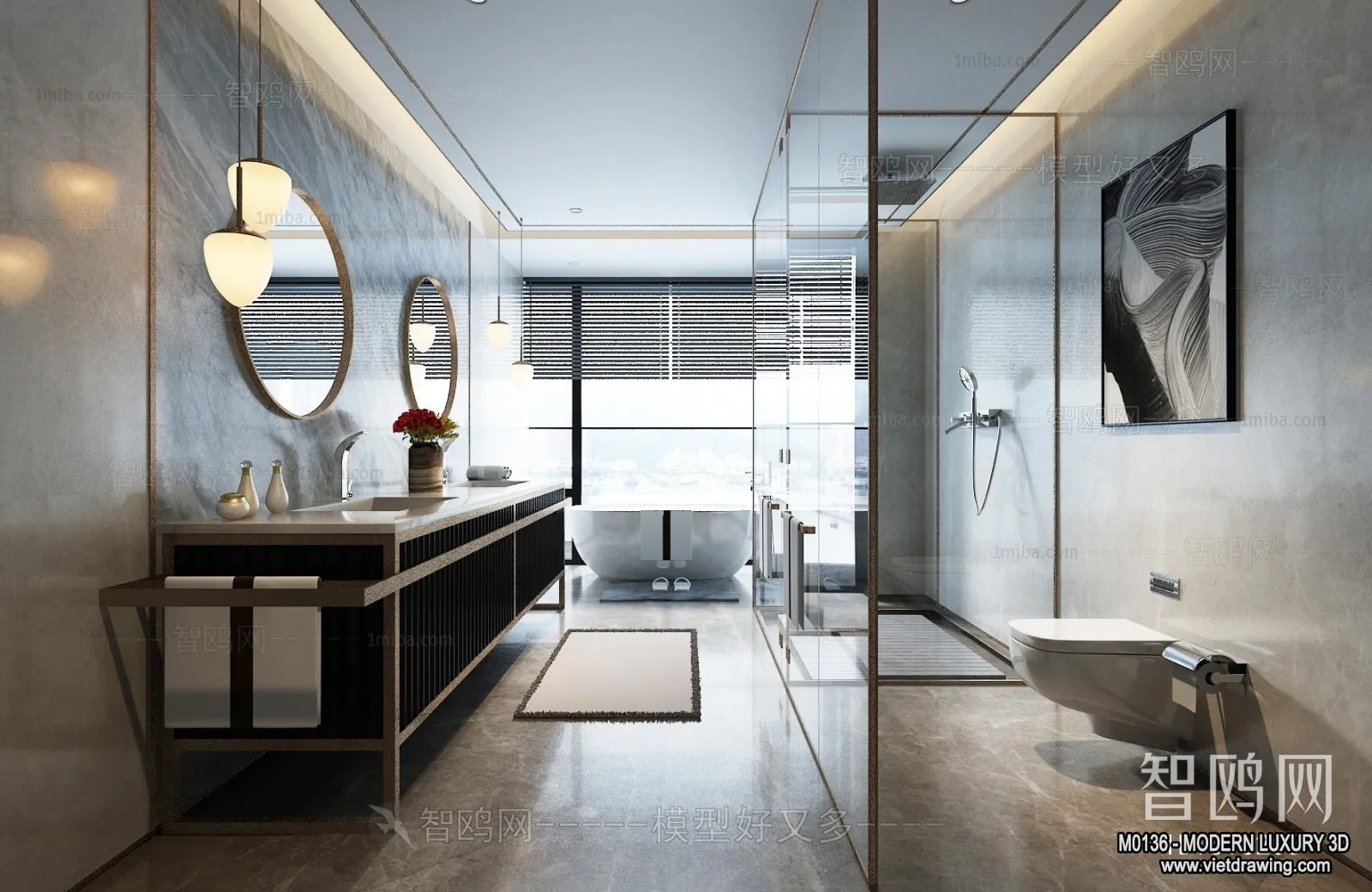 Bathroom – 3D Interior Scene – Luxury Style – 003