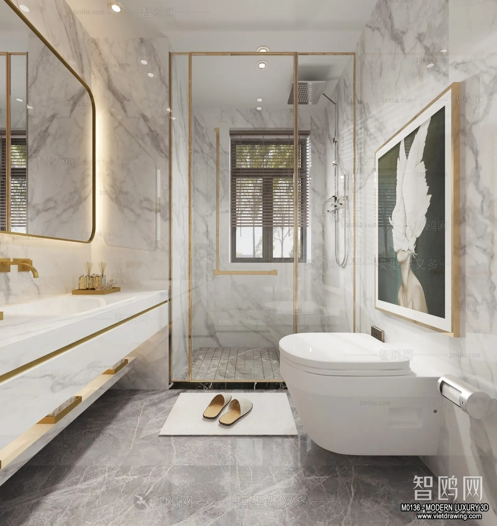 Bathroom – 3D Interior Scene – Luxury Style – 006