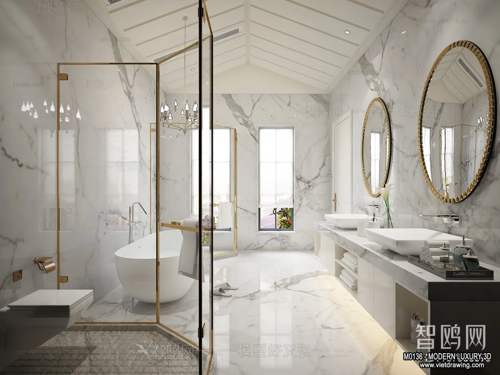 Bathroom – 3D Interior Scene – Luxury Style – 007