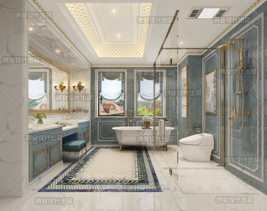 Bathroom 3D Interior Scene Model – European Style – 005