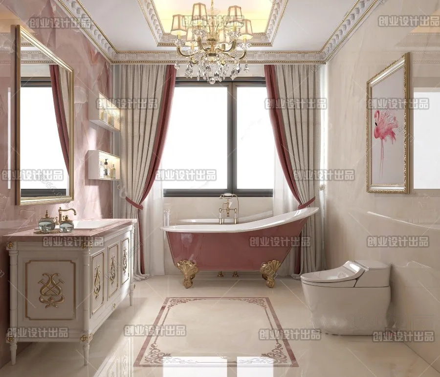 Bathroom 3D Interior Scene Model – European Style – 006