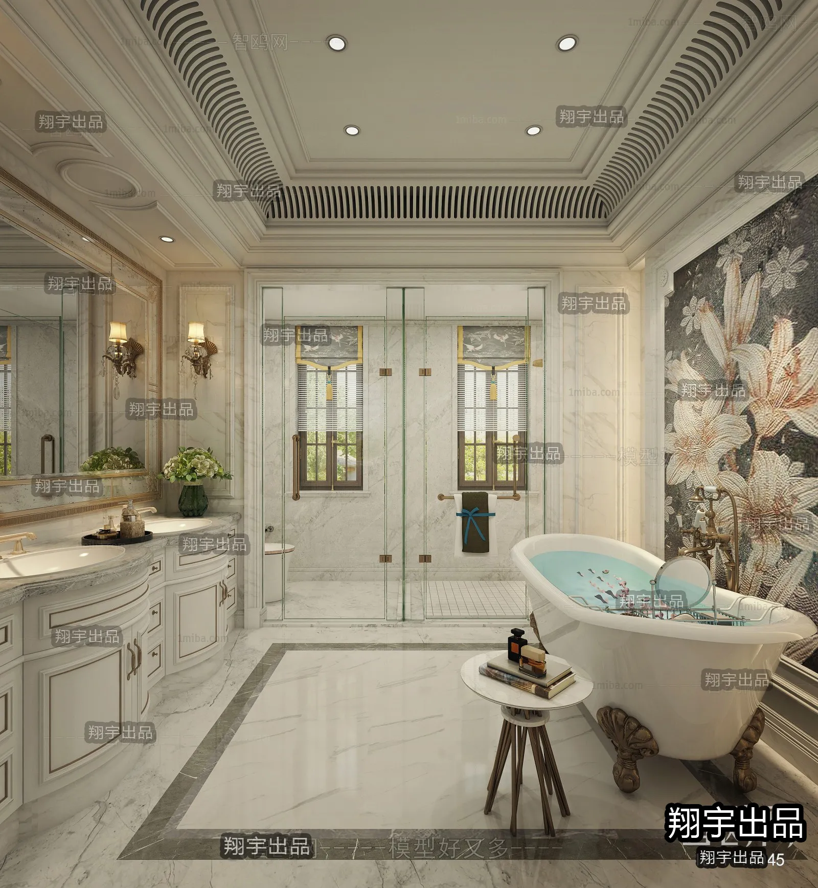 Bathroom 3D Interior Scene Model – European Style – 010