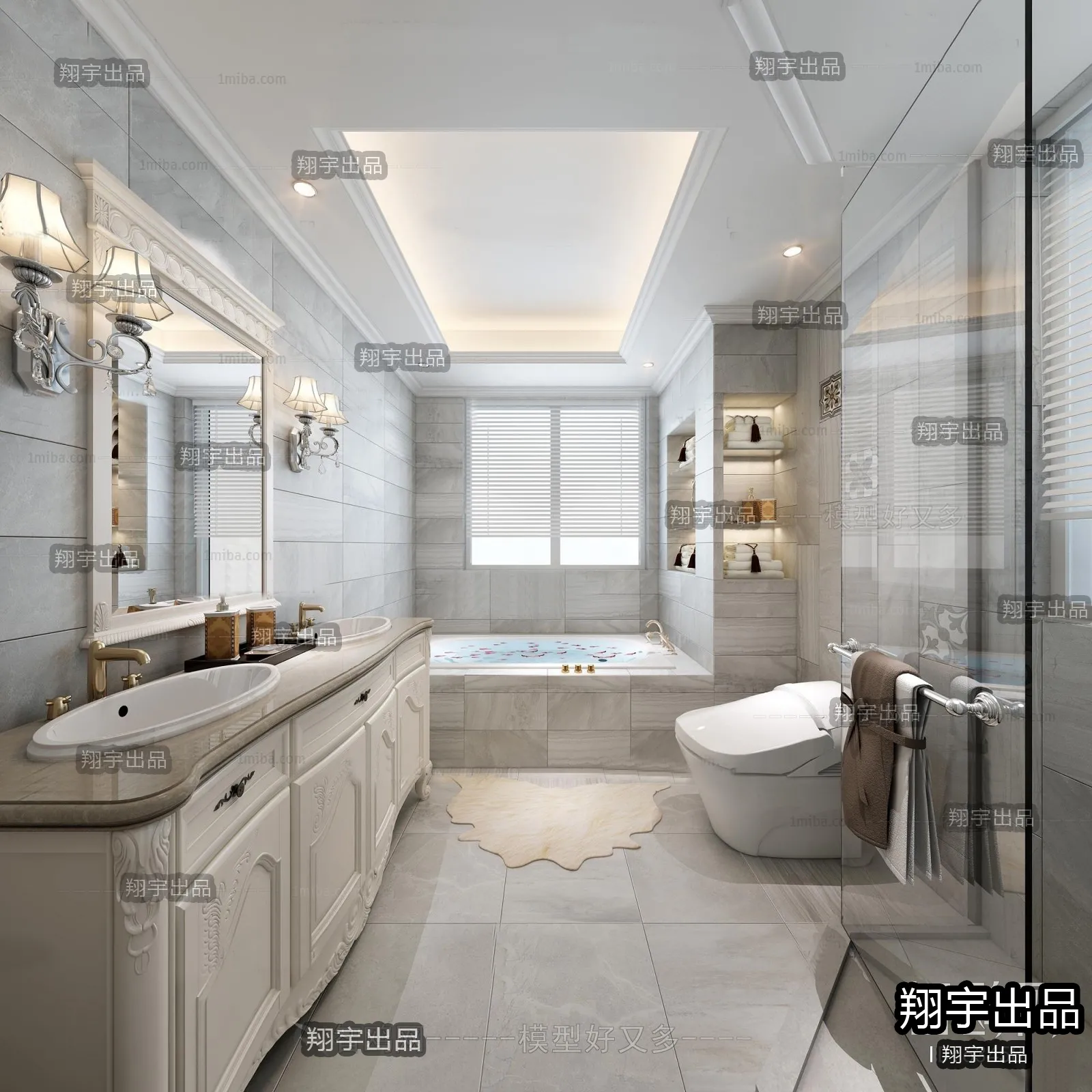 Bathroom 3D Interior Scene Model – European Style – 011