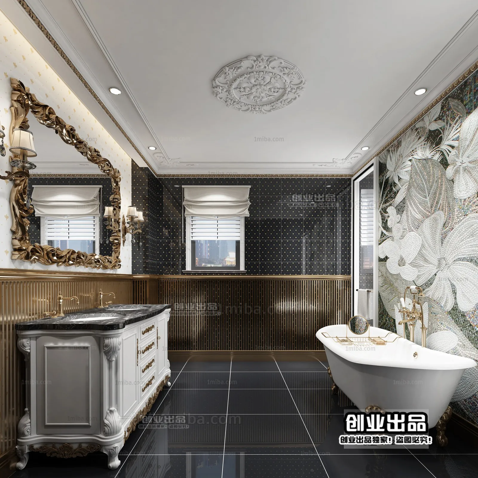 Bathroom 3D Interior Scene Model – European Style – 012