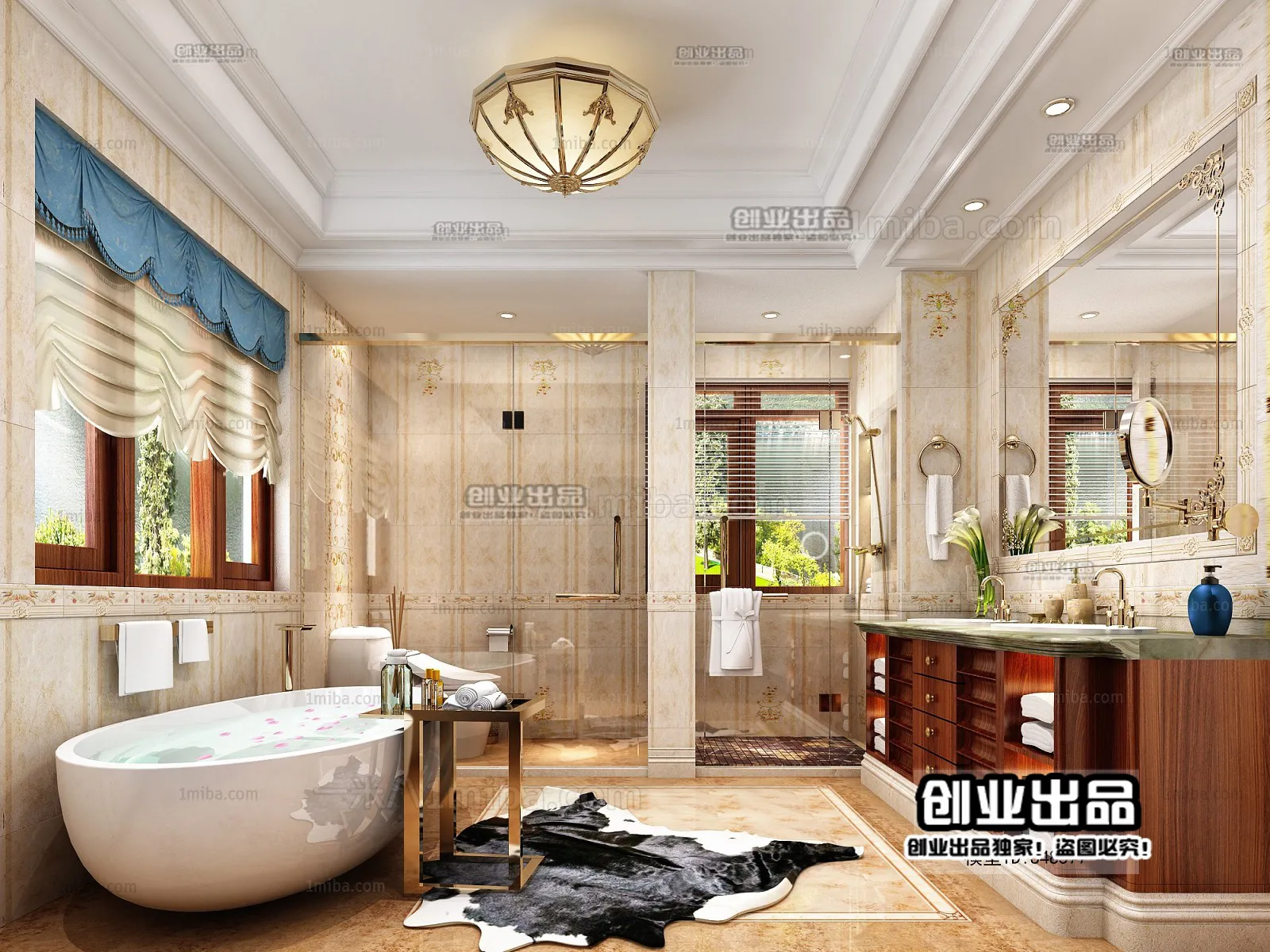 Bathroom 3D Interior Scene Model – European Style – 018