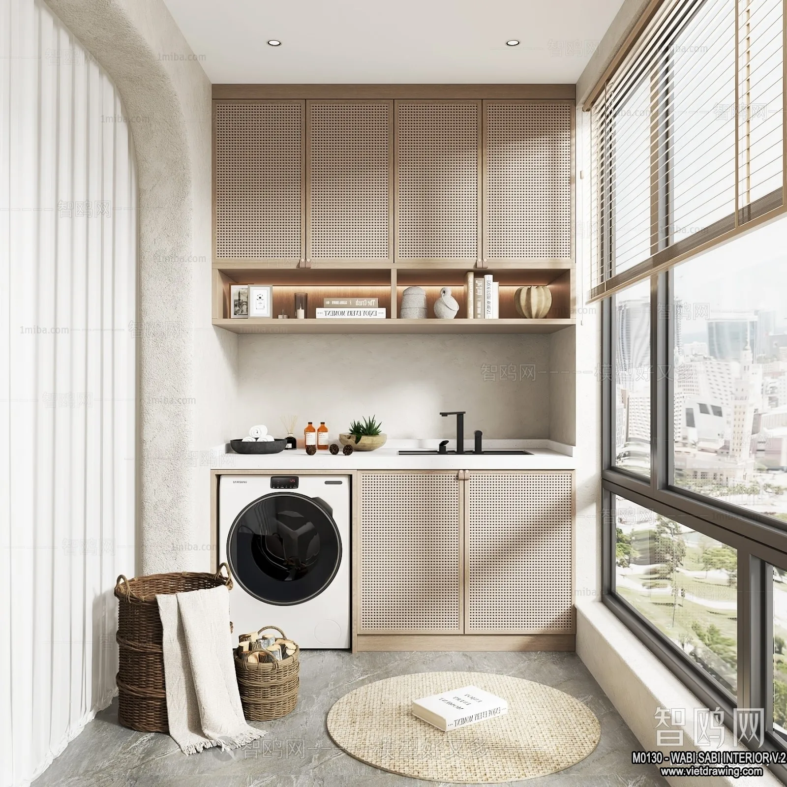 Bathroom 3D Interior Scene Model – Wabi Sabi Style – 004