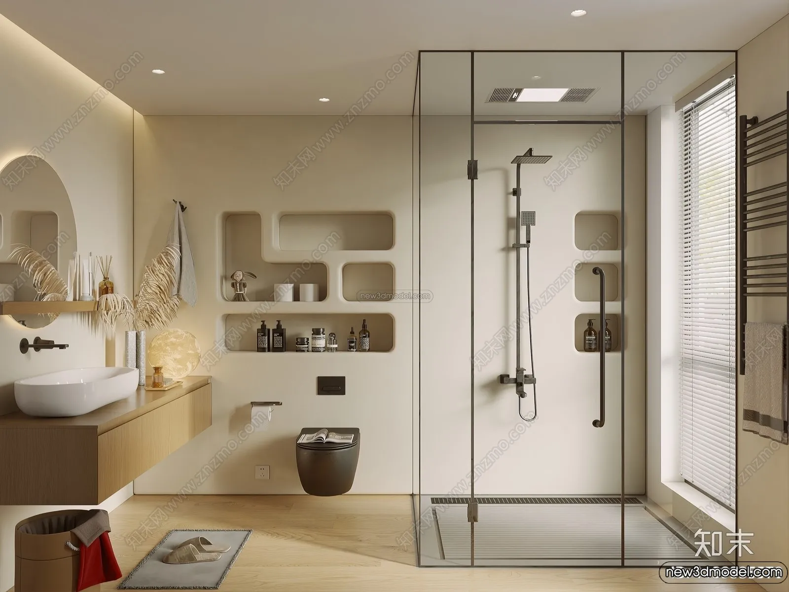 Bathroom 3D Interior Scene Model – Wabi Sabi Style – 009