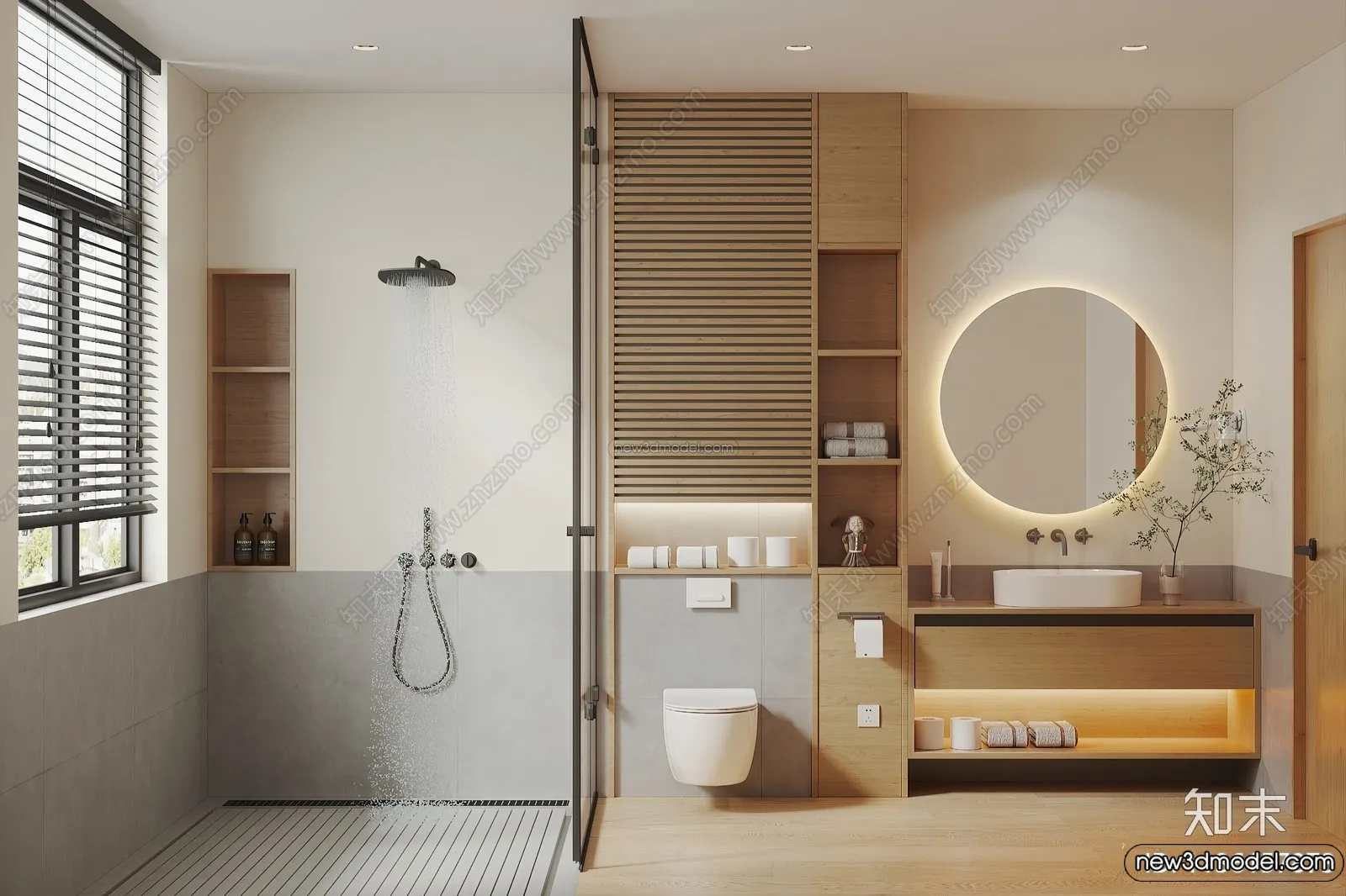 Bathroom 3D Interior Scene Model – Wabi Sabi Style – 015