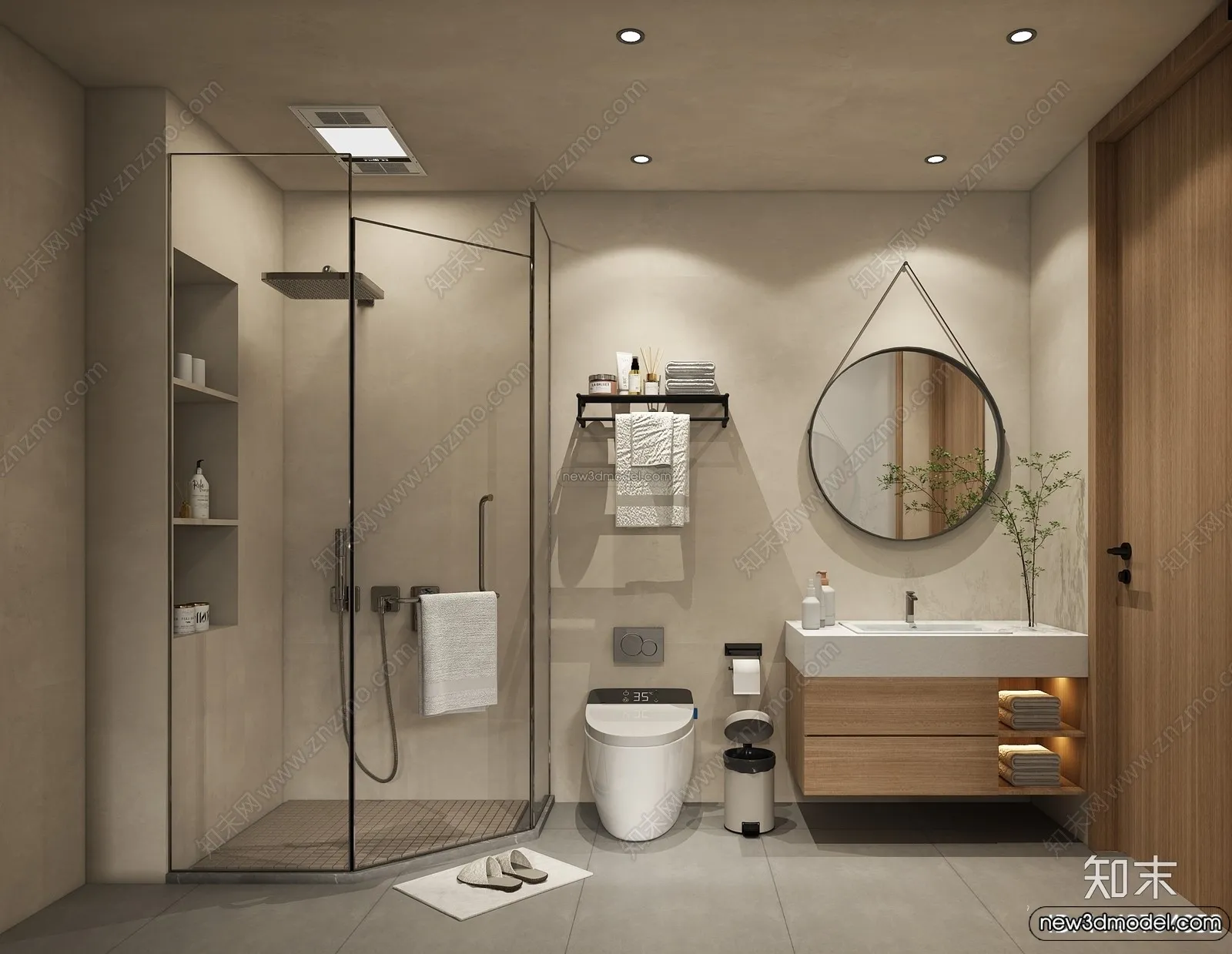 Bathroom 3D Interior Scene Model – Wabi Sabi Style – 016