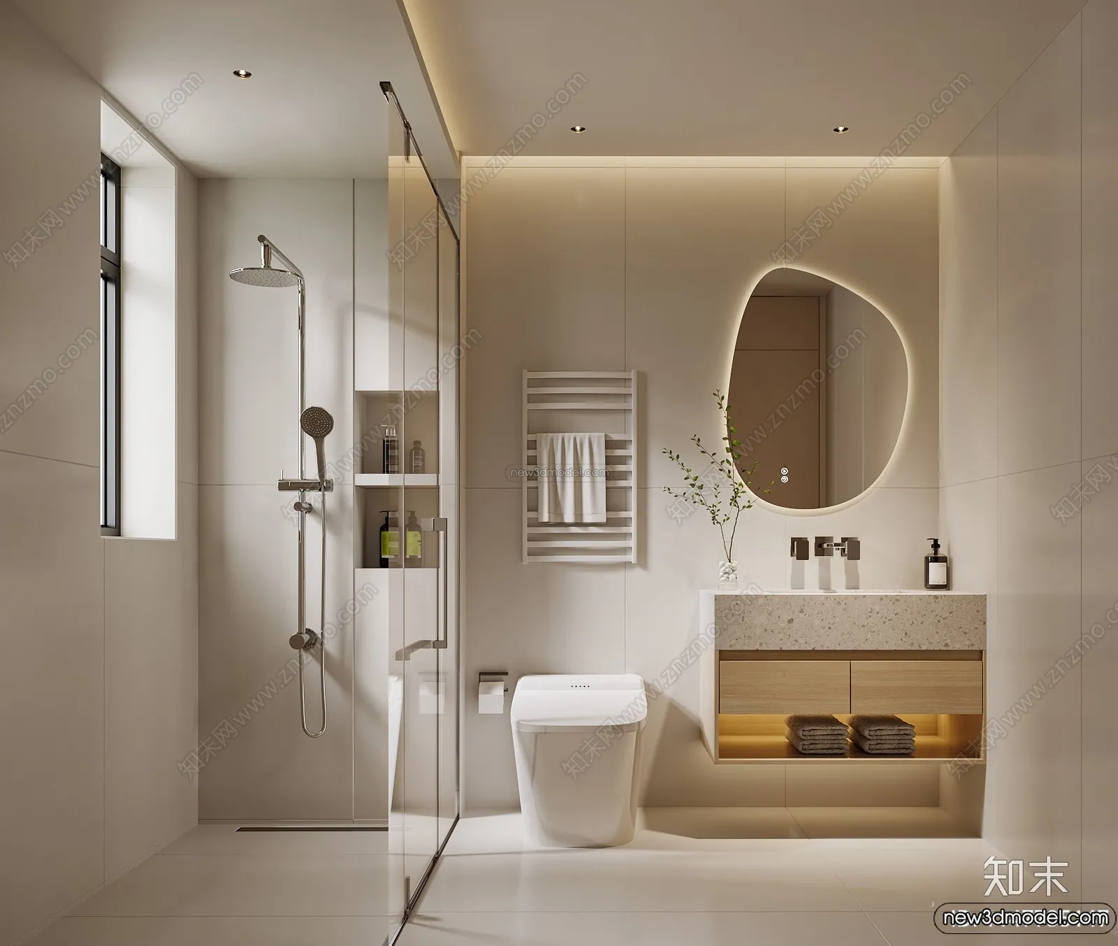 Bathroom 3D Interior Scene Model – Wabi Sabi Style – 018