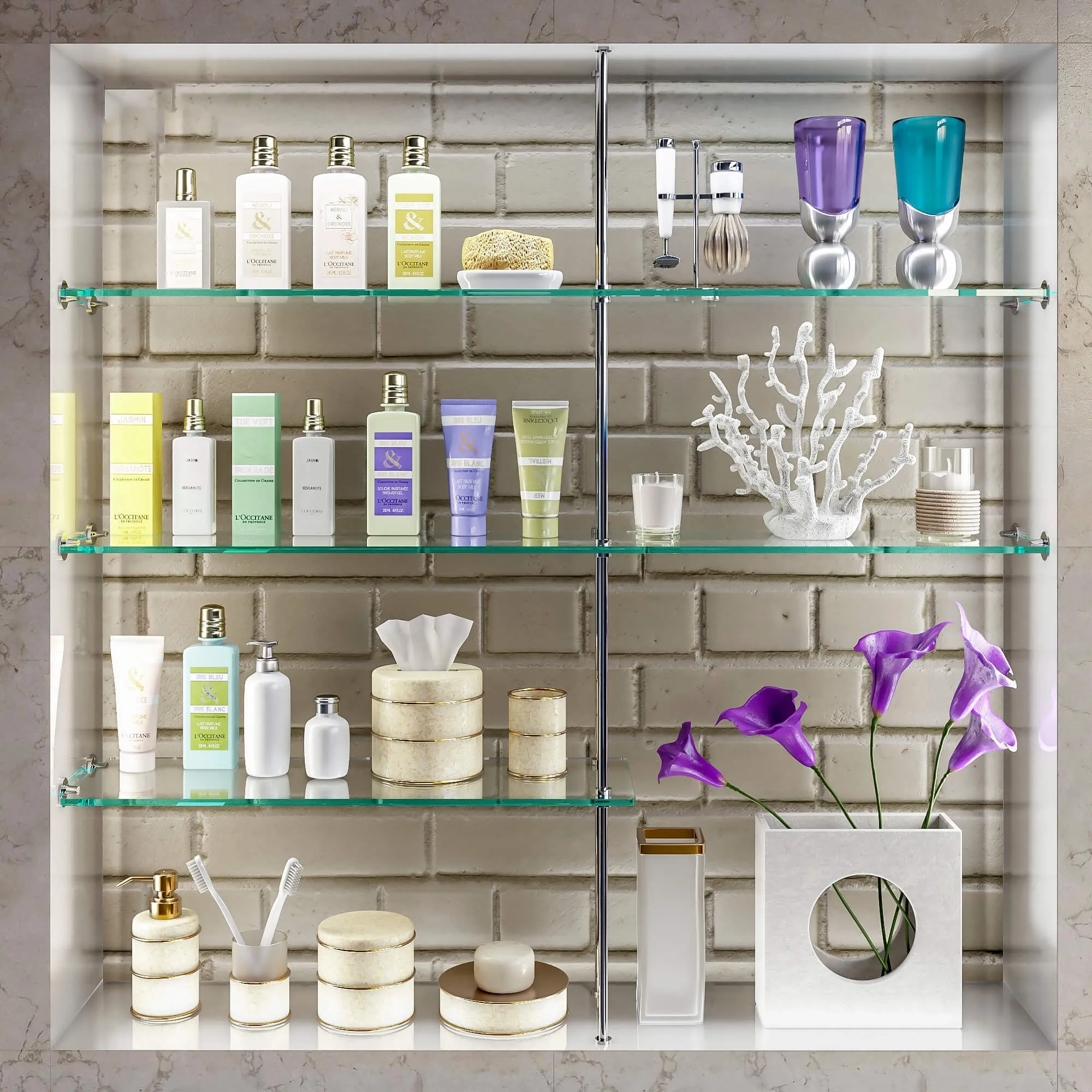 bathroom – Accessories decor and cosmetics for bathroom set 4 3ds Max