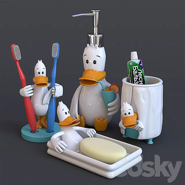 Bathroom accessories set 3ds Max