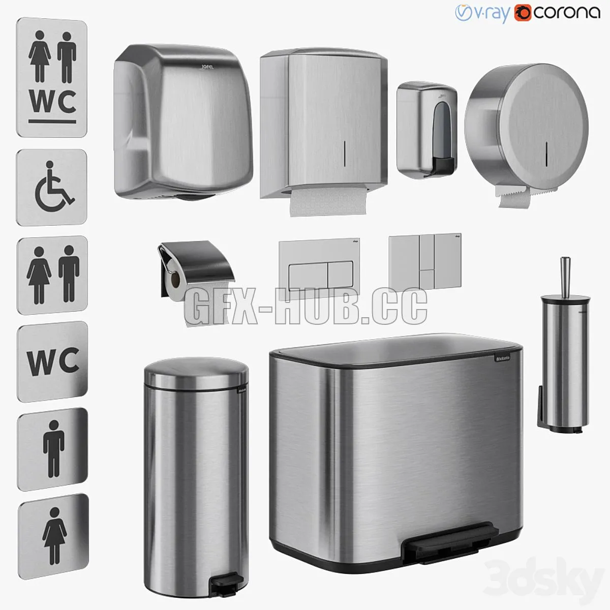 Bathroom accessories set 71 3dsMax Model