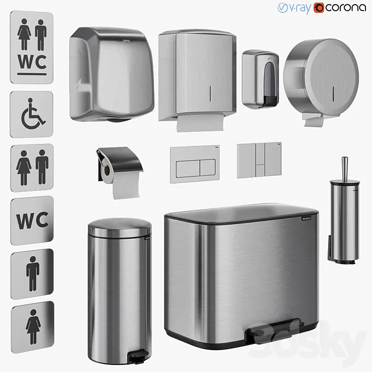 Bathroom accessories set 71 (Jofel Brabantia BXG Katrin Viega) 3DS Max