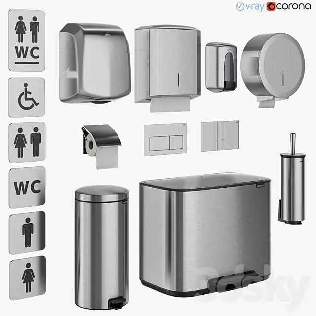 Bathroom accessories set 71 (Jofel. Brabantia. BXG. Katrin. Viega) 3DSMax File