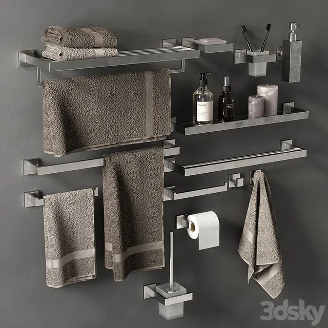 bathroom accessories with black brush 3dsMax Model