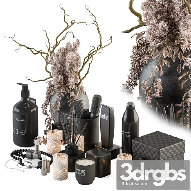 Bathroom Accessory Set With Dried Plants Set 21 3dsmax Download
