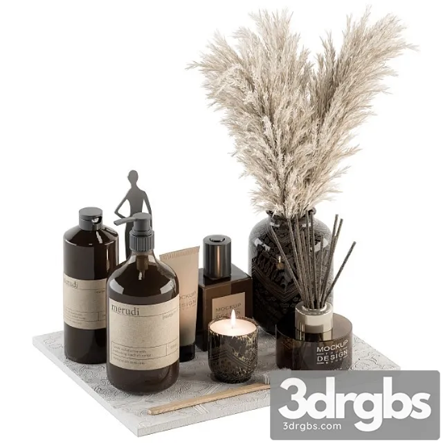 Bathroom accessory set with dried plants set 22