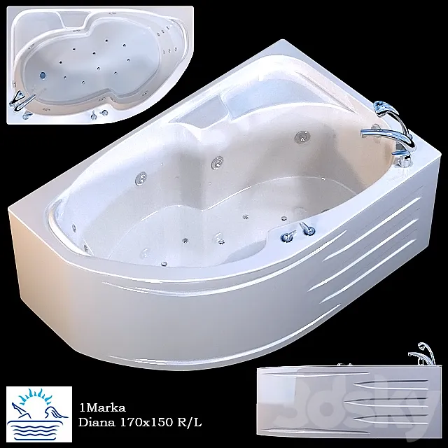 Bathroom asymmetric 1Marka Diana 170×105 3DSMax File
