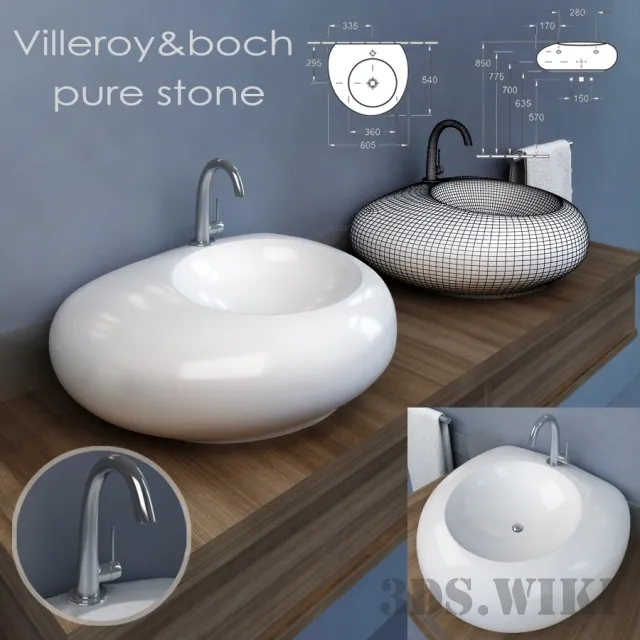 bathroom – Basin Villeroy & Boch Pure stone 60 cm 3ds Max