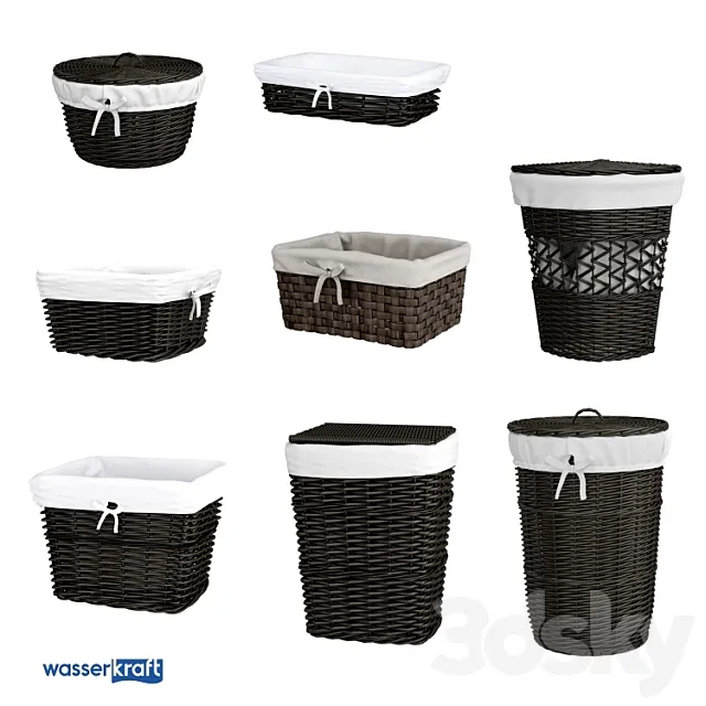 Bathroom baskets_ dark brown_OM 3DS Max Model