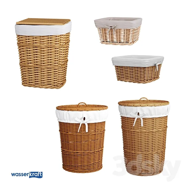 Bathroom baskets_light brown_OM 3DS Max Model