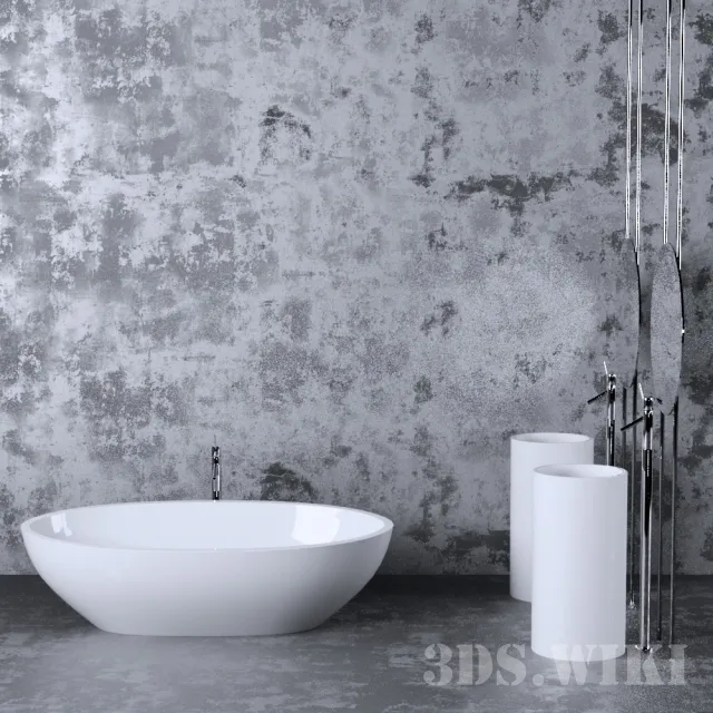 bathroom – Bath set with sink 3ds Max