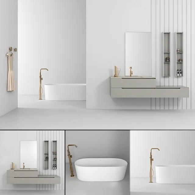 bathroom – Bathroom furniture set Gold 2 3ds Max
