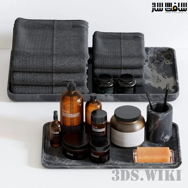 bathroom – Bathroom set with red bathrobe 3ds Max