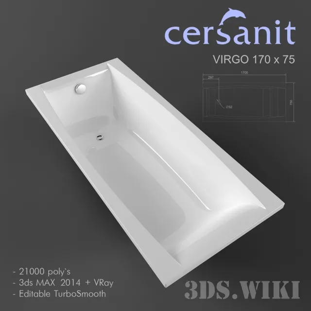 bathroom – Bathtub CERSANIT VIRGO 1700x750mm 3ds Max