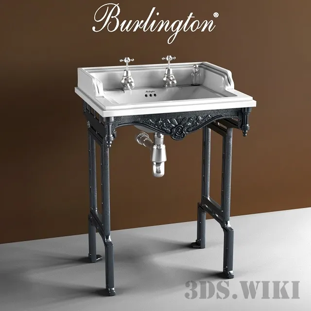bathroom – Burlington T38 ALU B15 1TH classic washbasin and underframe 3ds Max