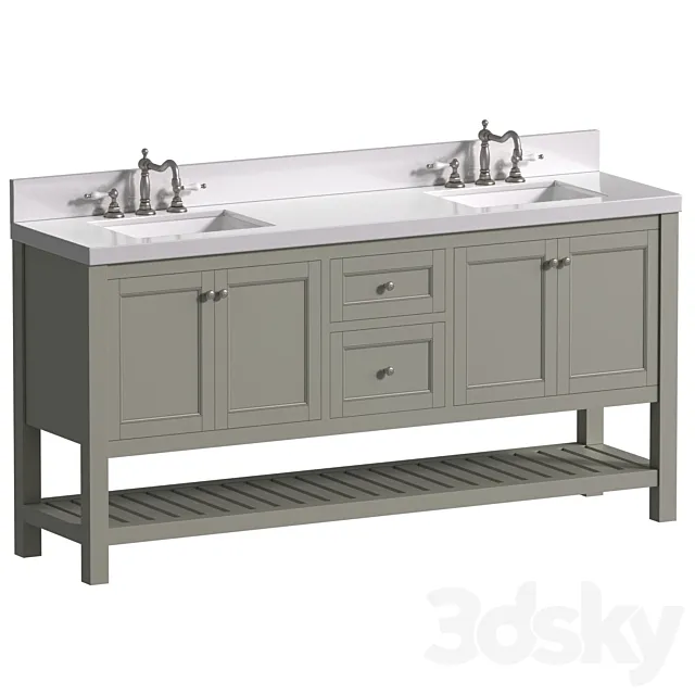 Bathroom Cabinet with a washbasin in a classic style. Bathroom furniture.Bathroom Sink Vanity 3DS Max Model